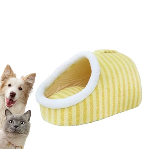 Hundebett Verstecktes Hundebett Winter Plüsch Haustier Katzenbett Katzenmatte Haus Warmer Katzenkorb Katzenschlafsack Katzenbett Hundebett Geeignet for Katzen Kleine Mittelgroße Hunde(Yellow,M) von THBGTCNQ