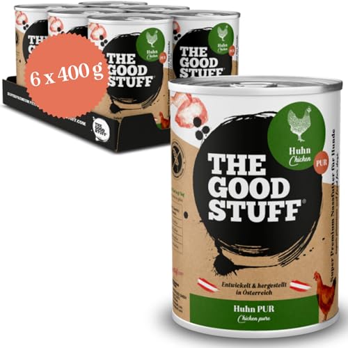 The GOODSTUFF Huhn Pur 6 x 400 g | Hochwertiges Nassfutter für Hunde |Hundefutter nass |Mit frischem Hühnerfleisch | Hunde Nassfutter getreidefrei | Super-Premium Hundefutter mit hohem Fleischanteil The GOODSTUFF Huhn Pur 6 x 400 g | Hochwertiges Nassfutter für Hunde |Hundefutter nass |Mit frischem Hühnerfleisch | Hunde Nassfutter getreidefrei | Super-Premium Hundefutter mit hohem Fleischanteil von THE GOODSTUFF Petfood