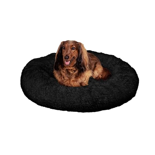 THE LICKER STORE DBD3003D-XL Maisie Haustierbett mit waschbarem Bezug, Kunstfell, rund, flauschig, beruhigend, Donut, 86,4 x 86,4 cm, Farbe von THE LICKER STORE