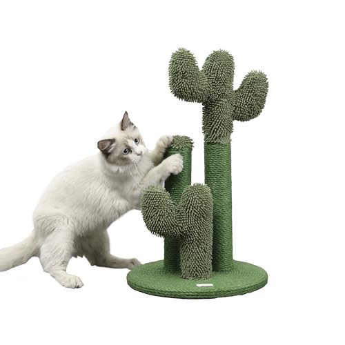 THE LICKER STORE Marfa CTR1008A Kratzbaum für Katzen, 54,6 cm, modern, Jute, dreifach Kaktus, mit flauschigem Spielzeug, Grün von THE LICKER STORE