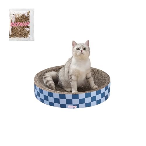 THE LICKER STORE Nelson CSR1010B Moderner Kratzbaum aus Karton, rund, mit Katzenminze, 51,1 cm, Blaubeere von THE LICKER STORE