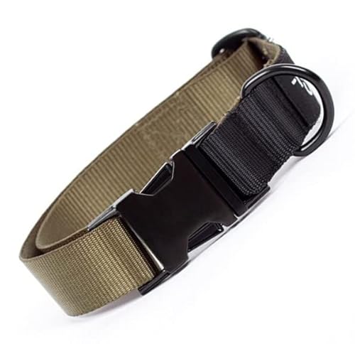 Neu, recyceltes Polyester, Hundehalsband, recyceltes Polyester-Halsband für Hunde, Hundehalsband mit Metallzubehör, handgefertigt. (M (30-46 cm), Grün-Schwarz) von THE NOTCH