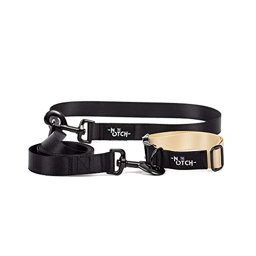 THE NOTCH Hundeleine und Halsband Set Hundeleine Modulare Hundeleine Hundehalsband Recyceltes Polyester Zubehör Metall Handgefertigt (Halsband M (30-46cm), Roulette) von THE NOTCH