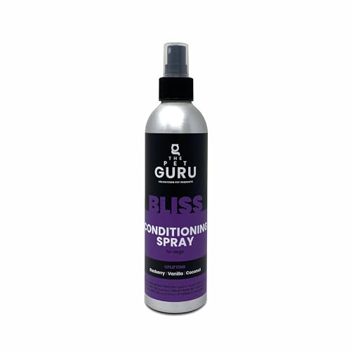 The Pet Guru Duftendes natürliches Hundepflegespray 250 ml – Bliss erhebender Himbeer-Vanille-Kokos-Duft – pflegendes feuchtigkeitsspendendes Hundepflegespray – Hundewelpenpflege von THE PET GURU