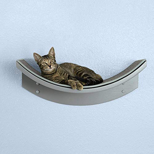 THE REFINED FELINE Lotus Leaf Cat Shelf, Modern Sturdy Curved Design Cat Wall Perch, Elegant Wood Wall Mounted Cat Furniture von THE REFINED FELINE