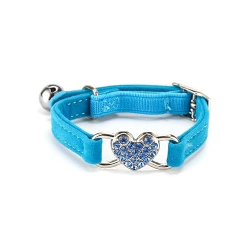 THINCAN für Katzenhalsband mit Glöckchen und glänzendem Herz, weiches Sicherheitshalsband für Haustiere, Kätzchenhalsbänder, Schwarz, Blau, Rosa, Lila, Rot von THINCAN