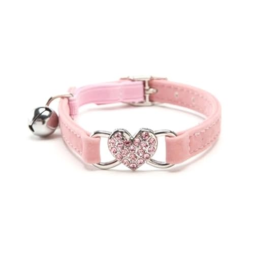 THINCAN für Katzenhalsband mit Glöckchen und glänzendem Herz, weiches Sicherheitshalsband für Haustiere, Kätzchenhalsbänder, Schwarz, Blau, Rosa, Lila, Rot von THINCAN