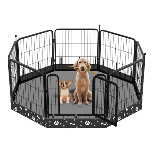 Hunde-Laufstall, Bodenpolster, passend für 61 cm (24 Zoll) 8 Paneele, Metall-Laufstall, Hundekäfigunterlage, Welpen-Laufgitter, elastische Bandverbindungen. (Hinweis: Laufgitter nicht im Lieferumfang von THINMUHAND