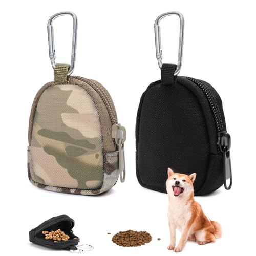 Leckerlibeutel für Hunde, Nylongewebe, mit Reißverschluss, Camouflage-Muster und Schwarz, Leckerli-Tasche für Hundetraining, Haustier, Welpen, Leckerli-Beutel, 2 Stück von THKO