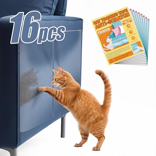 THLHKD Kratzschutzband für Katzen, doppelseitig, selbstklebend, transparent, für den Innenbereich, für Möbel, Couchschutz, kinder- und haustiersicher, 16 Stück von THLHKD