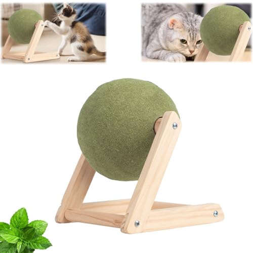 THQERAER Catnip Floor Ball Toy, Cat Mint Ball Toy, Interactive Catnip Toy, Rotatable Catnip Roller Ball Floor Mount, Floor Catnip Roller for Cat Kitten Playing (Large) von THQERAER