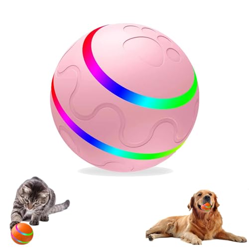 THQERAER Jiggle Ball for Dogs, Jiggle Ball Dog Toy, Interactive Dog Toy Ball, Interactive Dog Ball with LED, Wiggle Ball Dog Toy, Dog Toy Ball for All Dogs Cats (Pink) von THQERAER