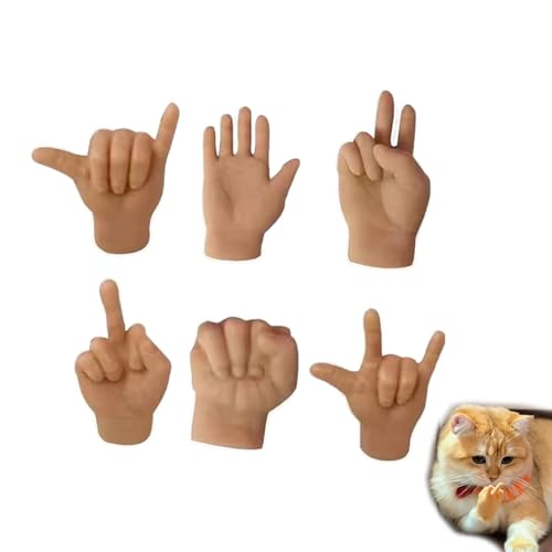THQERAER Mini Hands for Cats, Tiny Hands for Cats, Tiny Hands for Cats Crossed, Stretchable TPR Hands Cat Toy, Finger Puppet, Funny Cat Finger, Universal for Cats and Dogs (A) von THQERAER