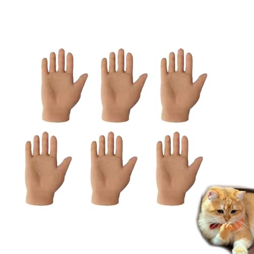 THQERAER Mini Hands for Cats, Tiny Hands for Cats, Tiny Hands for Cats Crossed, Stretchable TPR Hands Cat Toy, Finger Puppet, Funny Cat Finger, Universal for Cats and Dogs (C) von THQERAER