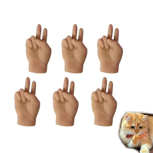 THQERAER Mini Hands for Cats, Tiny Hands for Cats, Tiny Hands for Cats Crossed, Stretchable TPR Hands Cat Toy, Finger Puppet, Funny Cat Finger, Universal for Cats and Dogs (D) von THQERAER