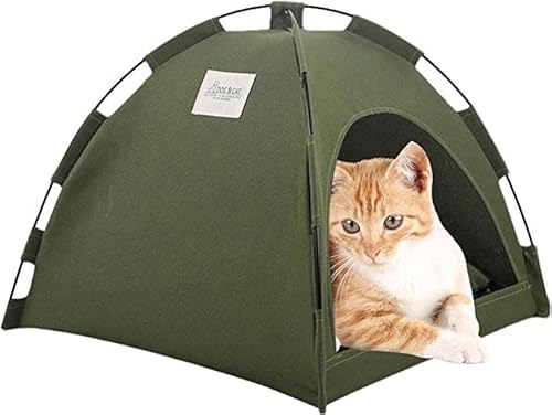 Indoor Katzenzelt Bett Katzen kleine Hunde cooles Bett Haus Tipi Zelt Bett Foto Requisiten - Geschenk für Katzenliebhaber Sommer Tipi Katzenzelt (Farbe: grün, Größe: L) von THREDN