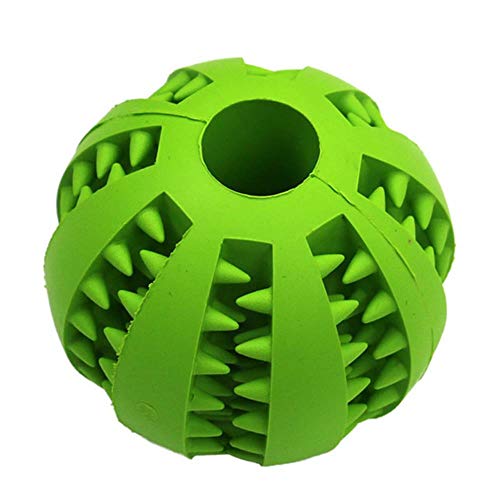 THREESS 1 STÜCK Gummi Haustier Hund Katze Spielzeug Ball Kauen Treat Halter Zahnreinigung Ball Essen Hund Welpen Ball Training Interaktive Heimtierbedarf, grün, 7 cm von THREESS