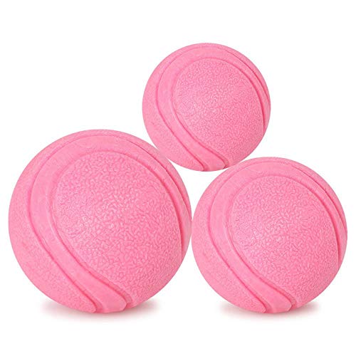 THREESS 3 STÜCKE Haustier Hund Spielzeug Interaktive Gummibälle Haustier Hund Katze Welpen Kauen Spielzeug Ball Zähne Kauen Spielzeug Zahn Kauen Bälle, Rosa, von THREESS