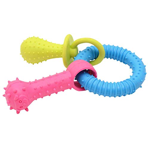 THREESS Gummi Hundespielzeug Katze Pet Molaren Kauen Spielzeug Interaktive Puller Beißen Zahnreinigung Spielzeug Für Hund Zubehör Pet Training Supplies, Multicolor, 23,5 cm, von THREESS