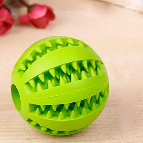 THREESS Haustier Hund Gummiball Fütterungswerkzeug Zähne Lustiges Spielzeug Kaubonbon Hunde Spielen Spielzeug Training Dental, Grün, 5 cm von THREESS