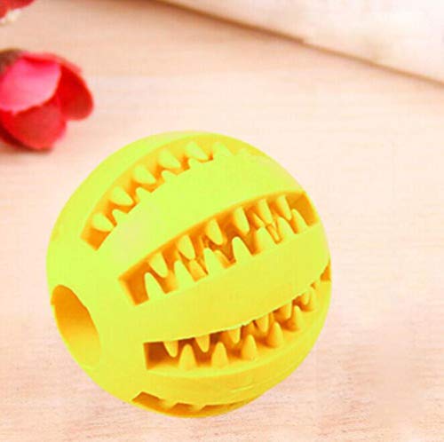 THREESS Haustier Hund Gummiball Fütterungswerkzeug Zähne Lustiges Spielzeug Kaubonbon Hunde Spielspielzeug Training Dental, Gelb, 5 cm von THREESS