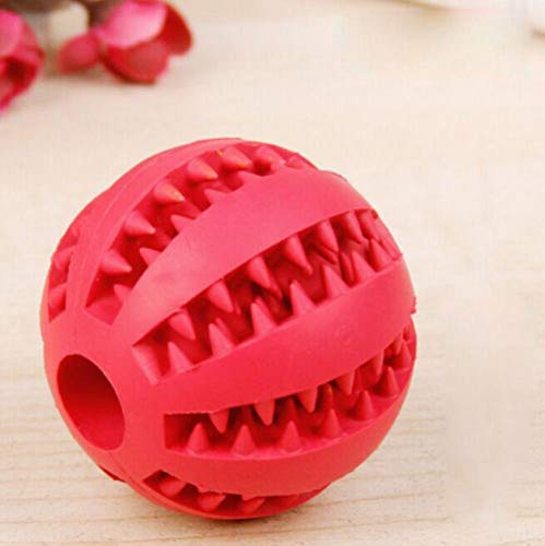 THREESS Haustier Hund Gummiball Fütterungswerkzeug Zähne Lustiges Spielzeug Kaubonbon Hunde Spielspielzeug Training Dental, Rot, 7 cm von THREESS