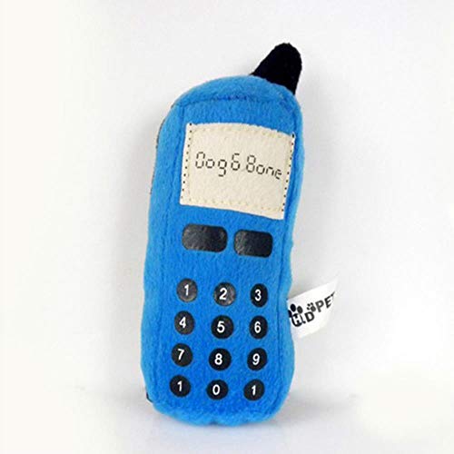 THREESS Haustier Hund Katze Kauen Spielzeug Training Telefon Form Spielen Quietschend Plüsch Sound Spielzeug, Blau, S von THREESS