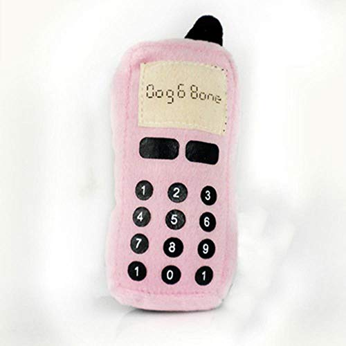 THREESS Haustier Hund Katze Kauen Spielzeug Training Telefon Form Spielen Quietschend Plüsch Sound Spielzeug, Pink, S von THREESS