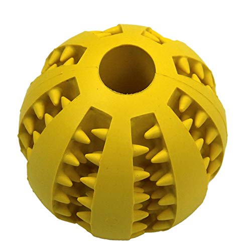 THREESS Haustier Hund Spielzeug Gummiball Spielzeug Lustige Interaktive Elastizität Ball Hund Kauen Spielzeug für Hund Hochwertige Zahnreinigung Ball 6 Farben, Gelb, 5 cm von THREESS