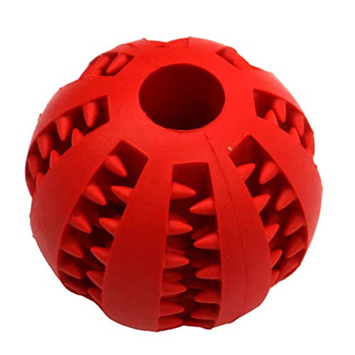 THREESS Haustier Hund Spielzeug Gummiball Spielzeug Lustige Interaktive Elastizität Ball Hund Kauen Spielzeug für Hund Hochwertige Zahnreinigung Ball 6 Farben, Rot, 5 cm von THREESS