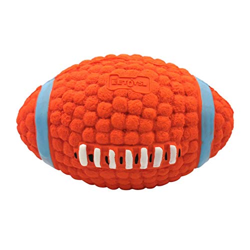 THREESS Haustier Hund Spielzeug Naturlatex Hundekugeln Quietschen Spielzeug Kauen Spielzeug Für Kleine Große Welpen Hunde Chihuahua Französische Bulldogge Golden Retriever, Rugby, M von THREESS