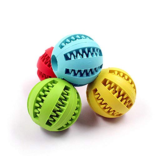 THREESS Haustier Kauen Spielzeug Zähne putzen Ball Interaktives Spiel Hund Katze Wassermelone Leckfutter Ball Gummi Hüpfsicherheit Grün Material Extra zäh, Blau, 4,8 cm von THREESS