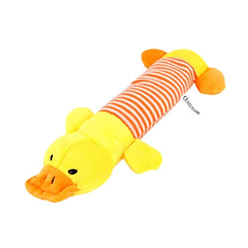 THREESS Hund Katze Fleece Spielzeug Elefant Ente Schwein Quietschen Kauen Sound Puppen Haustier Lustige Plüschtiere Fit für alle Haustiere, Gelbe Ente, M von THREESS