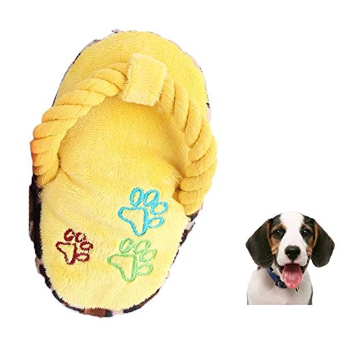 THREESS Hund Welpe Kauspielzeug Quietschender Plüschton Süßer weicher Plüsch Slipper Design Spielzeug, B, M von THREESS