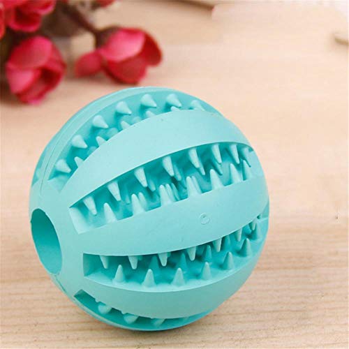 THREESS Hundespielzeug Interaktive Gummibälle Haustier Hund Katze Welpe ElasticityTeeth Ball Hund Kauspielzeug Zahnreinigungsbälle Spielzeug Für Hunde, Hellblau, 7cm von THREESS