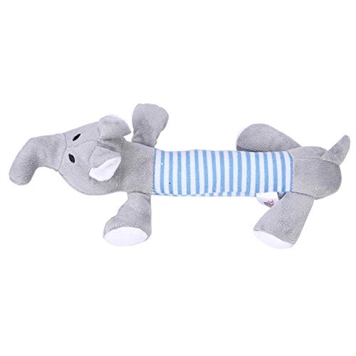 THREESS Hundespielzeug Pet Puppy Chew Squeaker Squeaky Plüsch Sound Duck Pig & Elephant Toys 3 Designs, Grau, M von THREESS