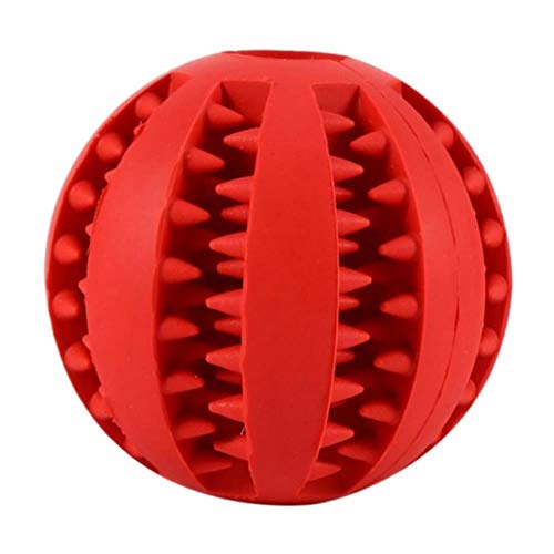 THREESS Hundespielzeugbälle Hundekauen Robuste Hundespielzeugbälle Elastischer Gummiball für kleine Hunde zur Druckentlastung, Rot, L von THREESS