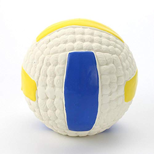 THREESS Pet Dog Toys interaktive Bissfest Mit Quietscher Welpen Kauen Quietschende Bälle für Kinder Kleine Große Hunde, Volleyball, L von THREESS