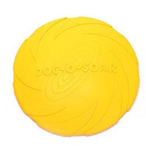 THREESS Pet Toys 7 Zoll Gummi Flugscheibe Hundespielzeug Kauen Outdoor Interaktive Gummischeiben Spielzeug Flugscheiben für Hunde Katzenspielzeug, gelb, 18cm von THREESS