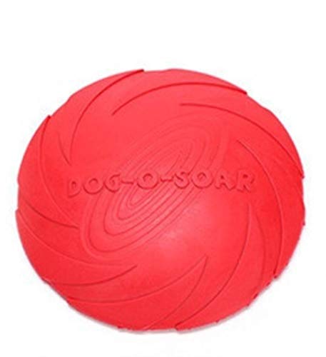 THREESS Pet Toys 7 Zoll Gummi Flugscheibe Hundespielzeug Kauen Outdoor Interaktive Gummischeiben Spielzeug Flugscheiben für Hunde Katzenspielzeug, rot, 18cm von THREESS