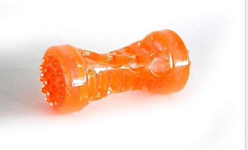 THREESS Pet Transparent Spielzeug für kleine Hunde Gummi Bissfestigkeit Welpe Französische Bulldogge Yorkshire Terrier Spielzeug Zahnreinigung Kauen, Orange, 5X18CM von THREESS