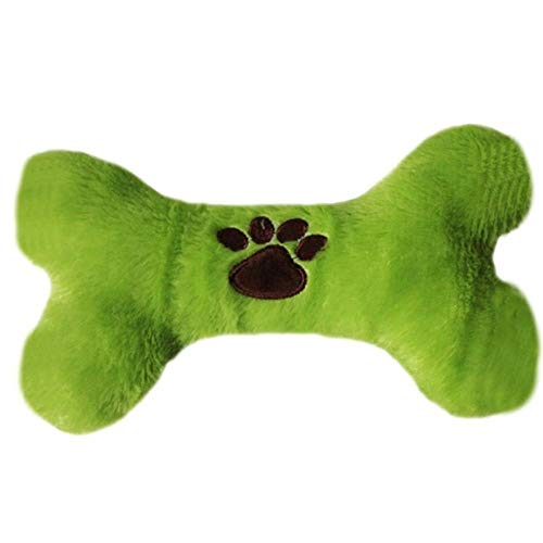 THREESS Plüsch Haustier Hund Sound Spielzeug Knochenform Welpen Katze Kauen Quietschen Quietschendes Spielzeug Interessantes Spielzeug Für Welpen Neu, Grün, M von THREESS