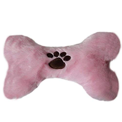 THREESS Plüsch Haustier Hund Sound Spielzeug Knochenform Welpen Katze Kauen Quietschen Quietschendes Spielzeug Interessantes Spielzeug Für Welpen Neu, Rosa, M von THREESS