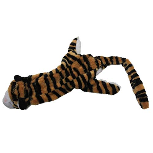 THREESS Quietschspielzeug Haustier Hundespielzeug Welpe Kauen Quietschender Plüschton Süßer Löwe Tiger Leopard Kuschelhund Quietschspielzeug für kleine Hunde Spielzeug, Tiger, 51X23cm von THREESS