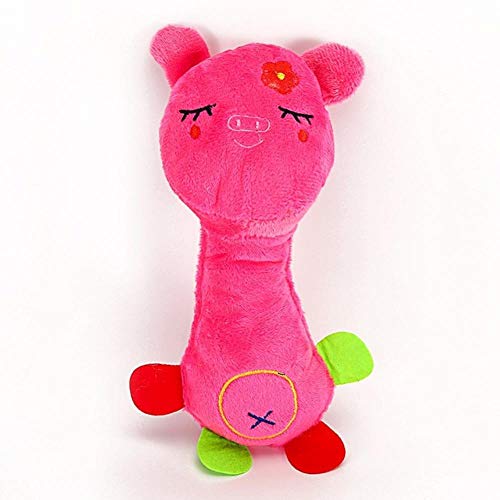 THREESS Spielzeug für Haustier Hunde Katzen Spielzeug Sicherer weicher Fester Plüsch AFFE Giraffe Schwein Kauen Spielzeug für Haustiere Spiel Hund Katze Training Haustierprodukte, pink, 21x7,3cm von THREESS