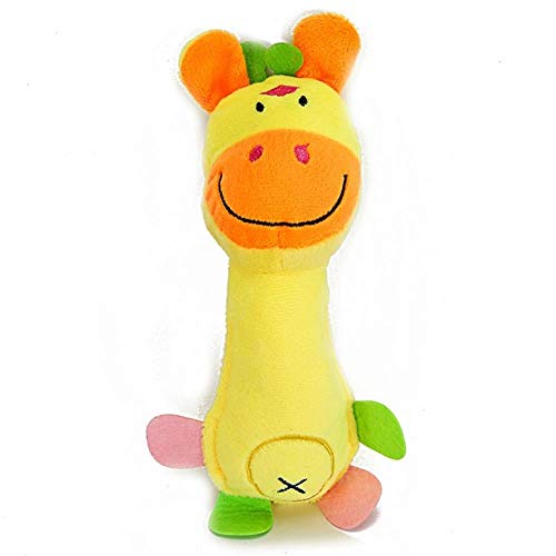 THREESS Spielzeug für Haustier Hunde Katzen Spielzeug sicher weich fest Plüsch AFFE Giraffe Schwein Kauen Spielzeug für Haustiere Spiel Hund Katze Training Haustier Produkte, gelb, 21x7,3 cm von THREESS