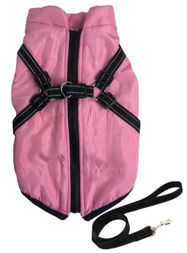 Furry King Hunde-Wintermantel Mit Geschirr, 3-in-1-Winterjacke For Hunde, Wasserdichte, Winddichte Hunde-Schneejacke Mit Reißverschluss For Kleine, Mittelgroße Und Große Hunde(Pink,XX-Large) von THUCHENYUC