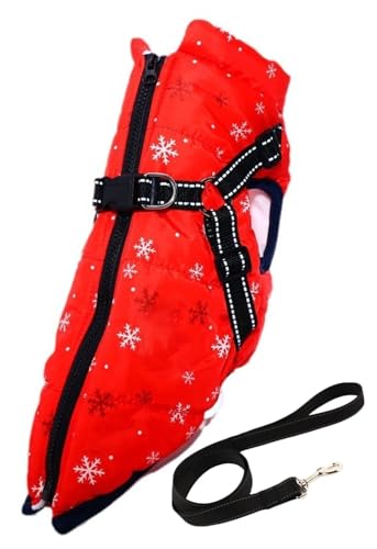 Furry King Hunde-Wintermantel Mit Geschirr, 3-in-1-Winterjacke For Hunde, Wasserdichte, Winddichte Hunde-Schneejacke Mit Reißverschluss For Kleine, Mittelgroße Und Große Hunde(Red 3,XX-Large) von THUCHENYUC