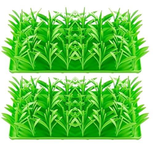 Silikon Grasmatte Für Katzen, Gras Futtermatte Langsamfütterer Für Katzen Hunde Silikon Gras Schnüffelmatte Für Katzen Nasenarbeit Training Futtersack Futterspiel(2pcs) von THUCHENYUC