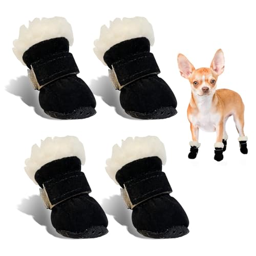 Hundeschuhe Pfotenschutz Winter, 4pcs Schneestiefel Hunde, Hunde Schuhe Anti Rutsch, Rutschfest und Warm, Geeignet für Kleine und Mittelgroße Hunde für Outdoor-Aktivitäten im Winter, Waschbar (M) von TIANLUD